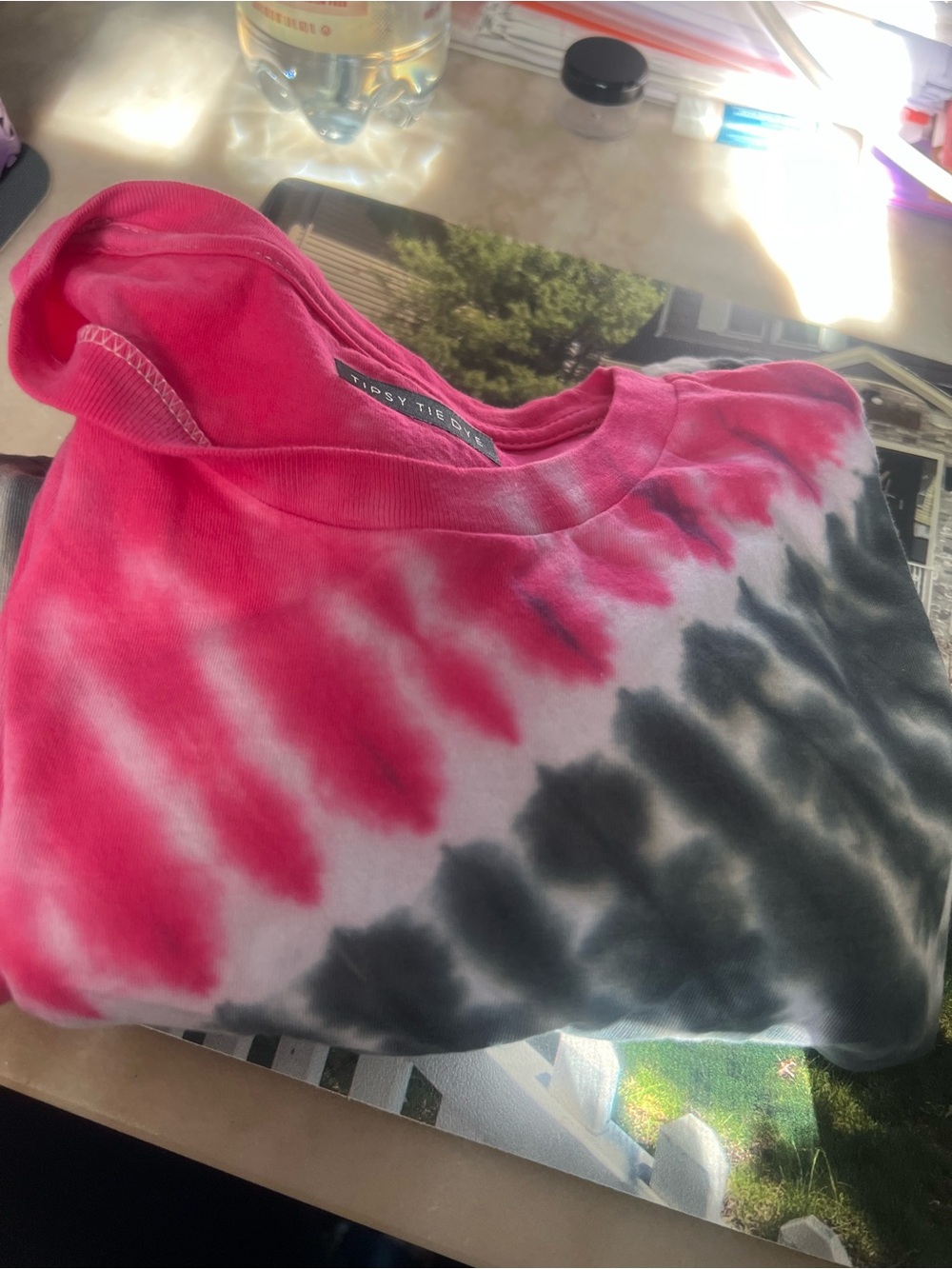 Tilly Tie-Dye Crewneck Sweatshirt - Pink & Black
